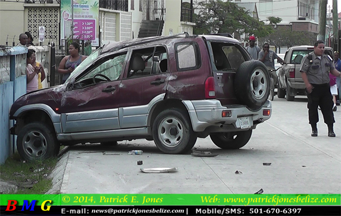 Vehicles crash in Belize City