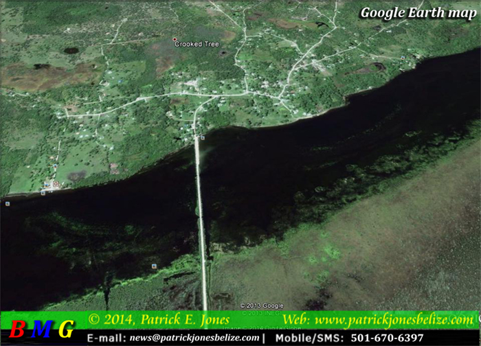 Crooked Tree village (Courtesy Google Earth)