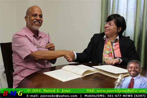 PM Dean Barrow & Gina Montiel (Government Press Office photo)