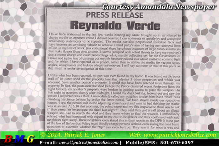 Reynaldo Verse press release