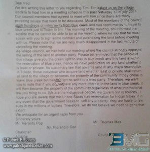 Village Council letter
