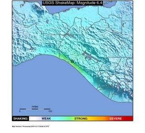 Map of earthquake